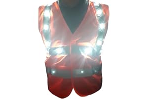 LEDWARNING Gilet Orange Pro de Sécurité Fluo à 22 LEDs Blanches Deluxe Vendeur et Stock en France