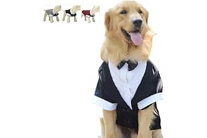Lovelonglong Pet Costume Dog Suit Formal Tuxedo with Black Bow Tie for Large Dogs Golden Retriever Clothing L-XL+
