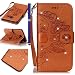 Produktbild FESELE Glitzer Bling Lederhülle für [Samsung Galaxy A5 2016] Leder-Mappen-Karten-Slot-Abdeckung im Bookstyle mit Standfunktion, Samsung Galaxy A5 2016 Prägung Schädel Rose Blume Strap Lanyard Malerei