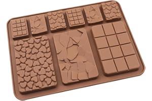 Selecto Bake 1 Pack Chocolate Silicone Dessert Mould 9 Cavity Break Apart Silicone Chocolate Bar Moulds, Homemade Protein and Energy Bar Moulds (Brown)
