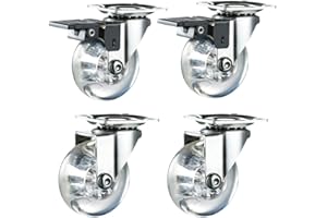 KostaTech Lot de 4 roulettes de transport KSTEU - Diamètre : 50 mm - Avec frein - Petites roulettes en caoutchouc avec plaque de fixation - Roulettes de transport pour meubles avec vis