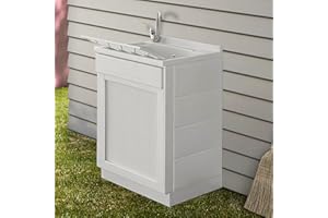 Inbagno Mobile lavatoio in Resina salvaspazio, Misure 45/50/60, Completo di tavoletta e Kit di Scarico, Bianco (60x50)