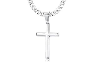 Chriscoco Collier Croix en 𝐀𝐫𝐠𝐞𝐧𝐭 𝐒𝐭𝐞𝐫𝐥𝐢𝐧𝐠 𝟗𝟐𝟓 Homme Femme 5MM Large Acier Inoxydable Collier Homme avec Pendentif Croix Chaîne pour Hommes Femme avec boîte à bijoux