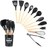 Wenrescry 12 Pieces Silicone Kitchen Utensils Set | Heat Resistant Silicone Kitchen Utensils with Storage Cube Non-stick Cook