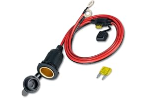 SPDYCESS 12V-24V Rallonge Prise de Chargeur de Voiture Étanche pour Glacière Électrique Moto Caravane Camion Bateau et Plus, avec Câble de Raccordement de 1M + Fusible 20A