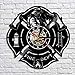Produktbild AIYOUBU Feuerwehrmann Schallplatte Wanduhr Modernes Design Feuerwehr Vintage Cd Uhren Mit 7 Led Wanduhr Wohnkultur Stille 12 Zoll @ A-No Led