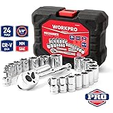 WORKPRO WP202541 3/8'&rsquo; CR-V 24 Par&ccedil;a Metrik/İn&ccedil; Ağır Hizmet Lokma Takımı