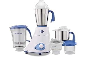 Preethii Blue Leaf Platinum MG-139 Mixer Kvarn 750W Motor, 4 Stålbägare | Royal Rapture köksapparat, blendermaskin, kryddor masala chutney smet, matberedare, sydasiatisk