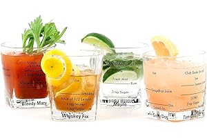 Garden Mile Lot de 4 verres à cocktail et recettes de cocktail - Ensemble cadeau pour Gin, vodka, whisky, rhum - 4 x 250 ml - Passe au lave-vaisselle