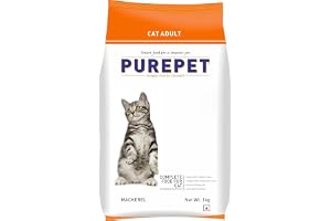 Purepet Adult Dry Cat Food 1kg | Mackerel Flavour | Hairball Protection | Heart Care with Taurine | Skin Health