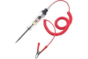 SUUOSL Testeur Electrique Stylo Automobile DC 6V 12V 24V Testeur de Tension avec écran LCD, pince crocodile, fil à ressort, cuir en caoutchouc isolé, Testeur Fusible Voiture Test de Polarité,Lampe