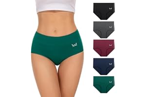 TANSTC Unterhosen Damen 5er Pack Stretch Baumwolle Hohe Taille Slips Atmungsaktiv Panties Weich Frauen Unterwäsche