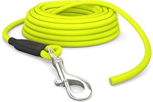 SNOOT 5m Schleppleine Hunde, Wasserfeste Hundeleine Rundleine ohne Schlaufe, Sichere Freilauf-Trainingsleine Neon-Gelb, bis 35kg