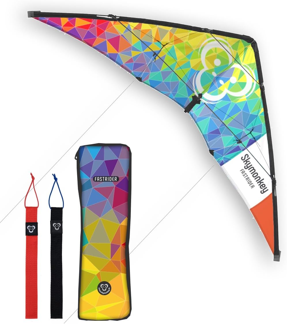 Skymonkey Fastrider Cometa acrobática para Adolescentes y Adultos, Cometa acrobática de 2 líneas, envergadura: 127cm - Rainbow