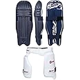 RMAX EVA and Cotton Cricket Batting Leg Guard Pad & Lower Body Protector Thigh Guard Full Size, Light Weight Batting Leg Guards/Thigh Senior/Men's/Teen's/Adult Size (NAVY BLUE + THIGH)