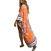Robe De Plage Femme Kimono Long - Caftan Léger, Cordon De Serrage, Pour Couvrir Maillot De Bain, Vacances