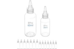 QWORK® 16 szt. plastikowych butelek dozujących, 30 ml/60 ml, małe butelki dozujące, butelka do wyciskania z dyszą do różnych płynów