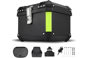 YEOOIYCW Top Case Moto,Aleación de aluminio Baúl Moto,Top Case Universal,Sólido e impermeable,Maleta de casco con cerradura de seguridad, maleta de viaje para almacenamiento de casco (45L)