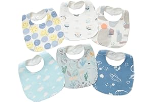 Oaygat 6-Pack Baby Bandana Dribble Bibs Cotton Teething Bibs Infant Feeding Bibs Soft and Absorbent Bids with Adjustable Snaps Waterproof Drool Bibs for 0-36 Months Unisex Girls Boys Newborn Toddlers