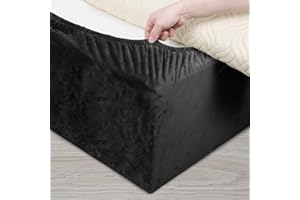 DUJUIKE Divan Bed Base Wrap Cover, Velvet Bed Frame Cover, Elastic Around The Base Of Your Bed, Easy to Install, Alternative to Traditional Valance Sheet Skirt Cover (Double: 150-160cm, Black)