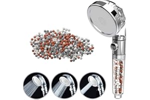 MILIWAN Soffione Doccia Alta Pressione con Filtro di Sfera Minerale Soffione per Doccia Anticalcare con 3 Modalità Regolabili, 55% di Risparmio Idrico