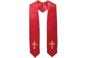 IvyRobes Adults Traditional Clergy Choir Stole with Embroidery Cross 60" Unisex Church Priest Costume 5 Colors