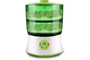 GONTOE Keimmaschine 20W Keimsprossenbox Keimbar Sprossen Keimgerät, Bean Sprout Machine Bohnenkeimmaschine Sprossen Seed Sprossenhaus Mit 2 Keimschalen, Full-Automatische Doppelschicht Sprossen Anzucht