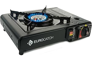 Eurocatch Estufa de Gas - Cocina a Gas - Estufa de camping - Quemador de gas - Placa - Maletín de transporte