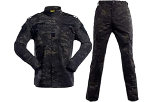 LANBAOSI Conjunto de Chaqueta táctica y Pantalones de Combate para Hombre Camo Woodland Hunting ACU Uniforme Militar
