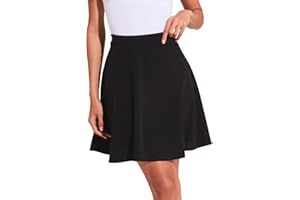 BIOECEUA Skater Skirt for Women, Basic Versatile High Waisted Flared Casual Stretchy Dress for Ladies Tennis Daily Wear