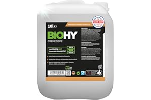 ‎BIOHY BiOHY Creme Seife (10 Liter Kanister) | Hautschonende, rückfettende & geruchsneutrale Handseife | flüssiger Nachfüllpack mit pflanzlichen Inhaltsstoffen | auch für das Gesicht geeignet