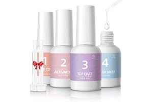 Set Liquido Polvere Immersione, Kit Smalto Polvere Immersione per Principianti Aokitec, Kit Essenziale per Dip Powder 15ml con Base&Top Coat,Attivatore,Detergente Pennelli per Fai Da Te a Casa&Salone