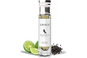 Arabian Opulence FR265 SAVAGE Roll-on olejek perfumowany, skoncentrowany olejek do ciała, długotrwały olejek na bazie oleju dla mężczyzn, butelka podróżna, bez alkoholu, 6 ml