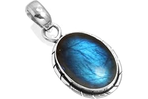 Jeweloporium 925 Sterling argent Fait main Pendentif for Femmes 12 x 16 ovale Gemme Boho argent Bijoux for Gift (99559_P)