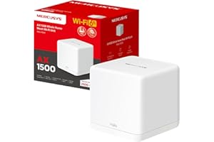 Mercusys TP-Link Router Mesh WiFi 6 AX1500Mbps, 3 Porte Gigabit WAN/LAN, Controllo Parental, WiFi Mesh Router e AP, Connetti fino a 100 Dispositivi, Copertura fino a 230m², Halo H60X(1-pack)