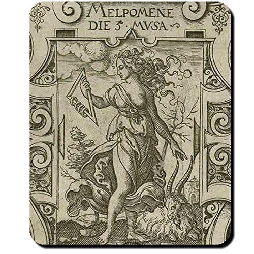 Melpomene Mythologie Muse Griechenland Trauergesang Weinlaub Zeus Gemälde Virgil Solis 1562 - Mauspad Mousepad Computer Laptop PC #16465