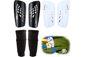 FIBOGOUP 2 Paires Protège-Tibias de Football pour Enfants et Hommes - avec Manches antidérapantes, ergonomiques agréables à Porter, légers et Respirants et Protection