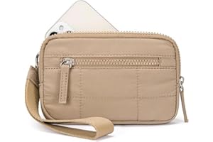 Businey Convely Essential Wristlet, Convely Wristlet Wallet Puffer, Quilted Puffer Nylon Wristlet Wallets with 3 Zipper Purse for women Holds Phone Travel Card
