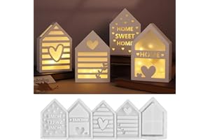 XHYASD 5 Stück Silikonformen Gießformen Häuser,Silikonform Haus, Gießform Haus mit Fenster, Silikonform Mini Häuser, Gießformen Silikon Haus, Kerzenform Seifenform Epoxidharz Formen für Seife Gips