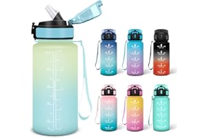 Motswedi Borraccia, 0.5L Senza BPA, Borraccia con Cannuccia, Adatto Gassato, Bottiglia Motivazionale, A Prova di Perdite, Bottiglia Acqua, Borracce Acqua per Scuola, Palestra, Campeggio - Brina&cielo