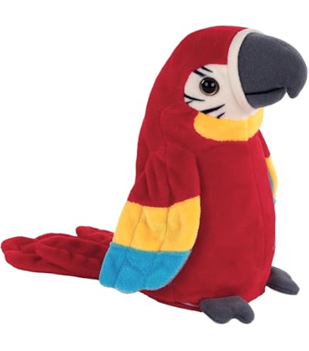 Peluche Pappagallo Ara 25 Cm - Morbido Giocattolo A Forma Di Uccello Rosso E Blu Per Bambini, Ragazzi E Ragazze - Regalo Natale