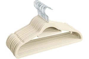 Red Dot Gift®10-Pack Beige Non-Slip Velvet Hangers 42cm With 360 Degree Rotatable Hook - Durable & Slim - Non Slip Hangers for Coat Hangers - Pant Hangers…