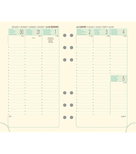 Recharge Agenda Semainier Exacompta SL 17 - Janvier 2026 à Décembre 2026, Format Poche (9 X 17,5 Cm)