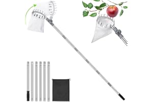 FACHMACH Fruit Picker with Telescopic Pole, 2.6M Apple Picker, Fruit Picker Tool with Lightweight Connecting Poles and Fabric Bag, Fruit Grabber Easy to Assemble (2.6M)