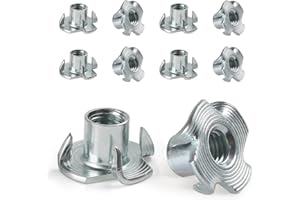 FOMGIIN Tuerca en T de 4 Puntas M4 X 8 mm, 10 Pieza Tuerca de Cuatro Puntos, Tuercas de Accionamiento, T Tuerca de Acero Carbono, Adecuado para Muebles de Madera, Construcción, Embutir Madera