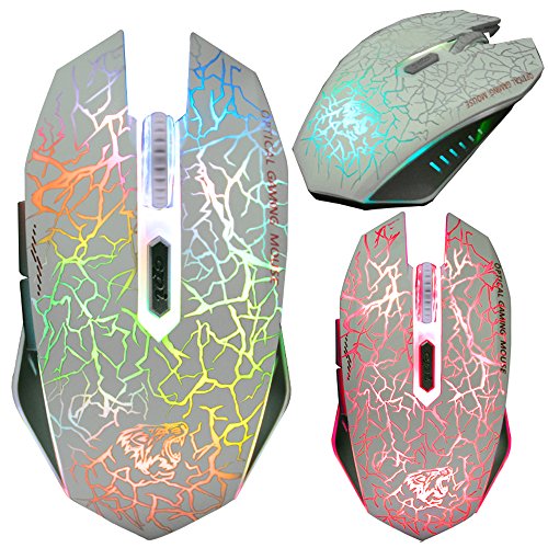 Preisvergleich Produktbild UrChoiceLtd® NAFFEE 2.4GHz Drahtlose Mäuse Wiederaufladbar 2400DPI Schweigen Knopf Mäuse Beleuchtet USB Spiel Maus (weiß)