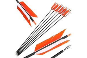 HNZMDY Tir à l'arc Flèches de Chasse 30 Pouces Flu-Flu Flèches Flèches en Carbone Spine 500 avec 4 Plumes de Dinde pour la Chasse au Petit Gibier