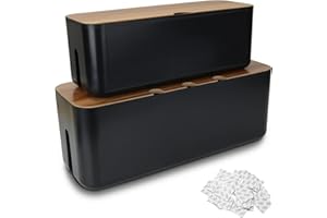SENENQU Set da 2 Scatola Porta Cavi Nera, Grande Organizer per Scatola Nascondi Cavi, Protezioni Scatola Per Cavi di gestione dei cavi Organizza il cablaggio del computer, i cavi sciolti