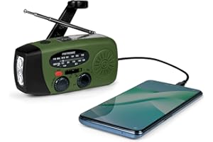 Metronic 477216 Petite Radio FM Solaire Portable Chargement 2000mAh Dynamo - Poste avec Bouton SOS Alarme Urgence - Fonction Torche Eclairage LED pour Camping, Bivouac- Vert