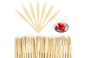 DTYGUIXE 400PCS Fourchettes à Cocktail de Bambou Petites Fourchettes à Apéritif en Bois Fourchettes à Apéritif Fourchette à Fruits Deux Dents Pics à Frites En Bois pour Fête Camping